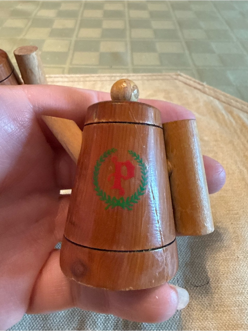 Vtg Rustic Wooden Coffee Pot Salt & Pepper Shakers Natural Bridge VA Souvenir - Picture 9 of 11